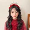 Bandeau pour le Nouvel An Chinois à pompons Fleur Hanfu Bandeau pour cheveux Simple Couronne Coiffe Fille