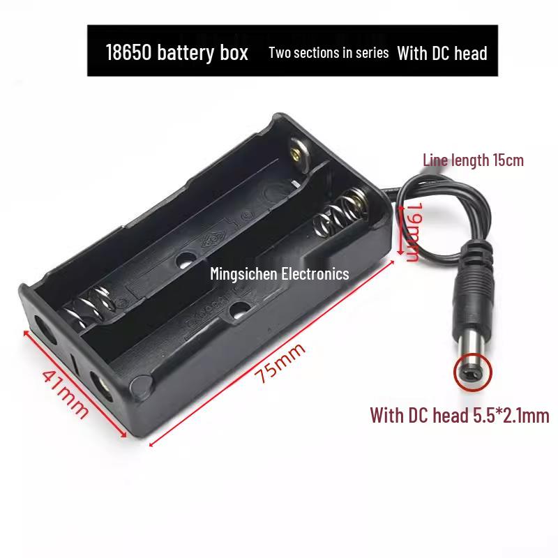 18650 Lithium Battery Holder with Lid and DC Plug - Supports 1 To 4 Cells In Series/Parallel (3.7/7.4V)