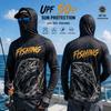 Men's Hooded Fishing Shirt UPF Sun Protection Breathable Long Sleeve Quick Dry Outdoor Angling Jersey With Face Cover