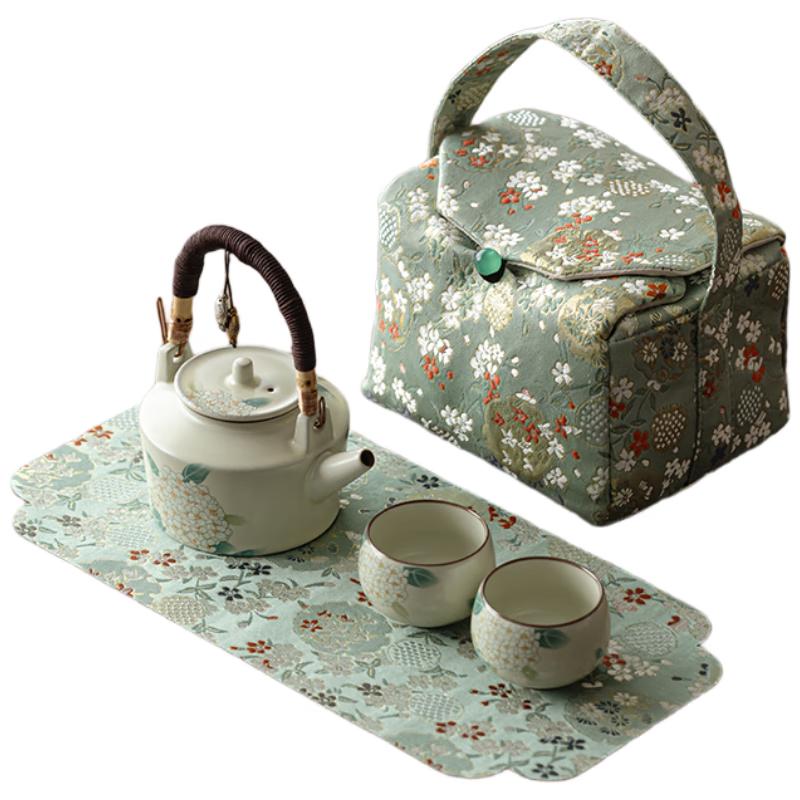 Woding Ru Kiln Ceramic Travel Kung Fu Tea Set