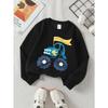European Sizes Monster Truck Fun Orange Design Girls' Crew Neck Fashion Sweatshirt, Western Top, Long Sleeve Casual T-Shirt