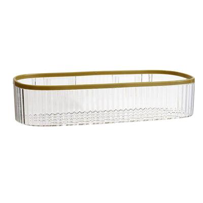 Plastic Wall Mount Organizer Punch Free Transparent White Adhesive Clear Organizer for Bathroom