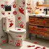 Bathroom Window Horror Decor Halloween Stickers, with Spooky Handprints Footprints Printed, Wall Stickers Self-adhesive Decals, for Party And