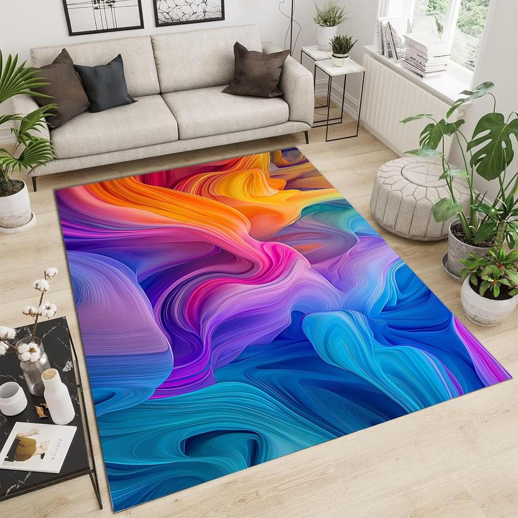 Washable Area Rugs for Living Room Bedroom,Vast Cosmic Landscape Non Slip Rug,Low Pile Soft Fantastic Nebula Indoor Floor Carpet