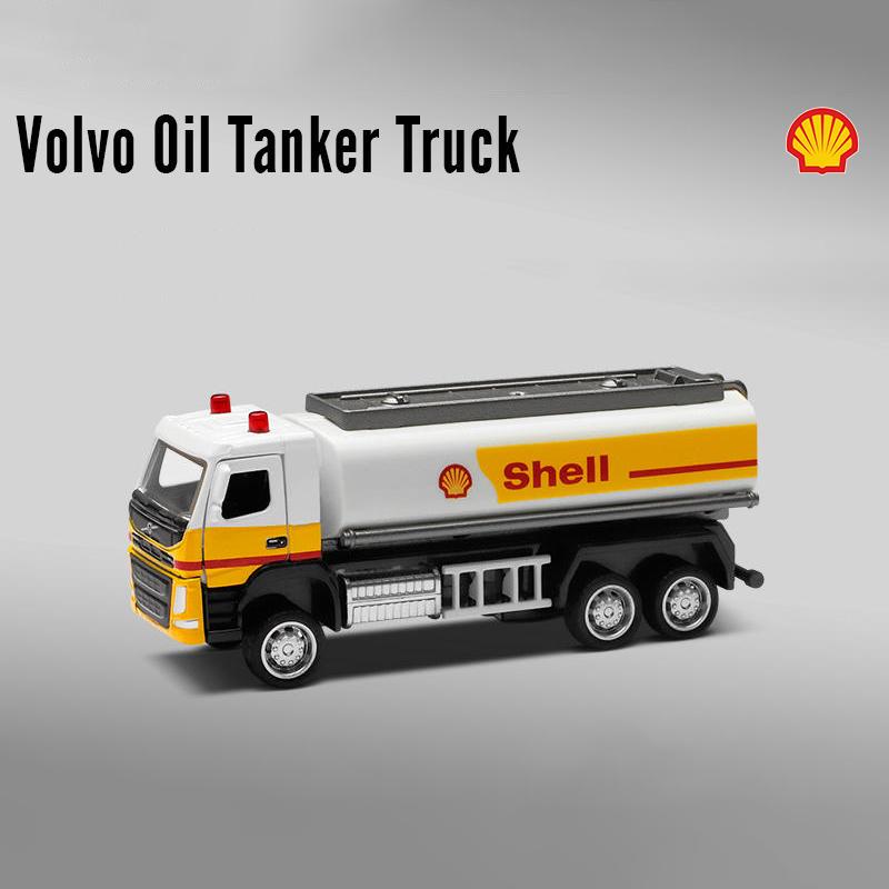 

1:72 VOLVO Container Truck Oil Tanker Shell Truck Alloy Trailer Gulf Oil Car Model Children s Pull Back Car Model Truck Boy Toy