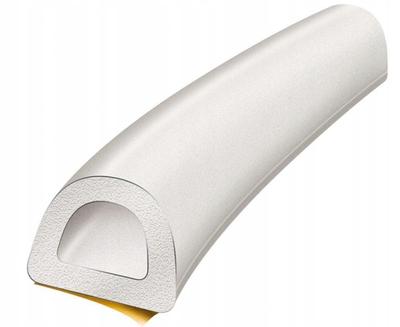 Rubber Seal for Windows and Doors, D Profile, White, 2x3 M