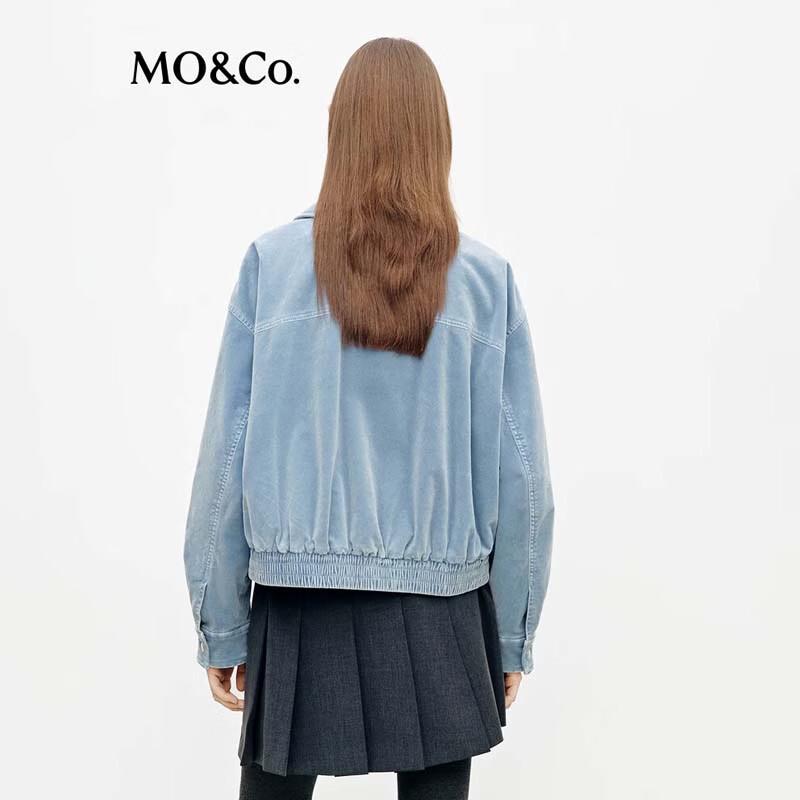 MO&Co. Women's Velvety Lapel Retro Short Jacket