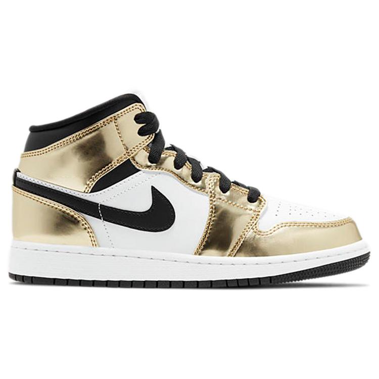 Jordan 1 Mid Metallic Gold Black White GS DC1420-700
