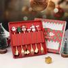 1 Set Xmas Party Fork Spoon Kits Christmas Stainless Steel Creative Tableware Set Glod Spoon Forks Decoration Cutlery Gift