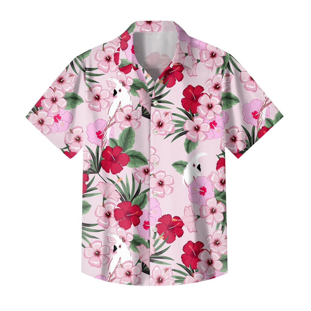 Camicia casual da uomo a maniche corte vestibilità ampia Camicia con risvolto alla moda