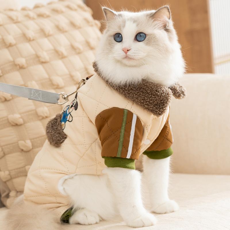 Cat clothes four-legged anti-hair loss pajamas autumn and winter British short blue cat puppet cat kitten pet puppy dog cotton-padded clothes