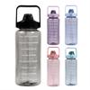 2000ML Large Capacity Water Bottle with Straw Heat-Resistant Leakproof Transparent Portable Outdoor Fitness Sports Travel Drinking Cup