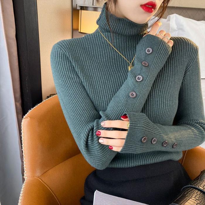 Versatile Turtleneck Women's Autumn and Winter Knitted Bottoming Shirt, Fashionable New Inside, Slim and Thin Outside, Foreign Top