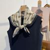 European Style Small Square Scarf Carriage Pattern Cotton Linen Feel Fashion Neck Scarf For Women