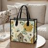 Cute Bee Floral Print Tote Bag Casual Daily Shoulder Handbag Women Fashion Outdoor Carry Bag
