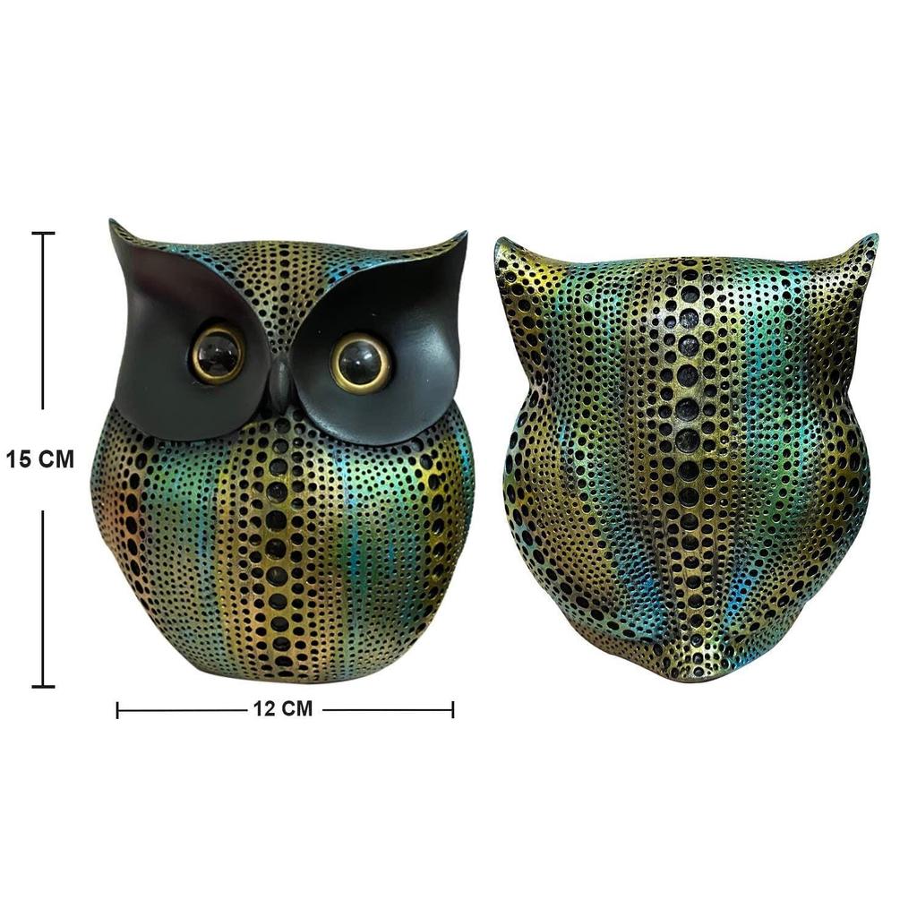 Modern Classy Lucky Owl Resin Art Figure Showpiece -(Pack of 1,Multicolor)