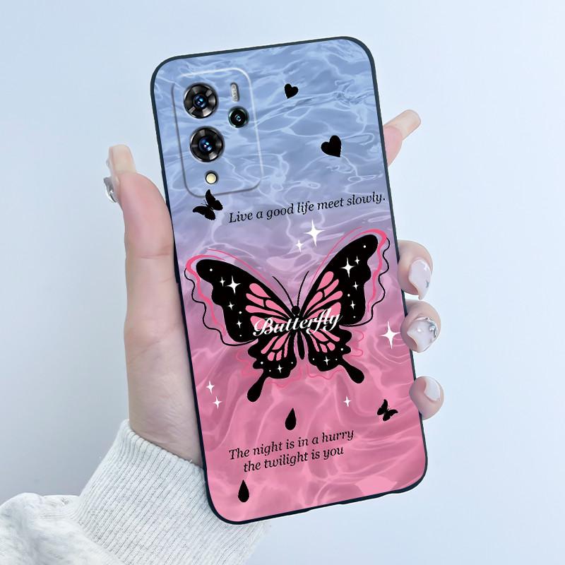 Cute Cartoon Case For ZTE Blade V40 Pro Capa Shockproof Fundas Printing Shell Protective Cover Soft Silicone Black Casing Coque