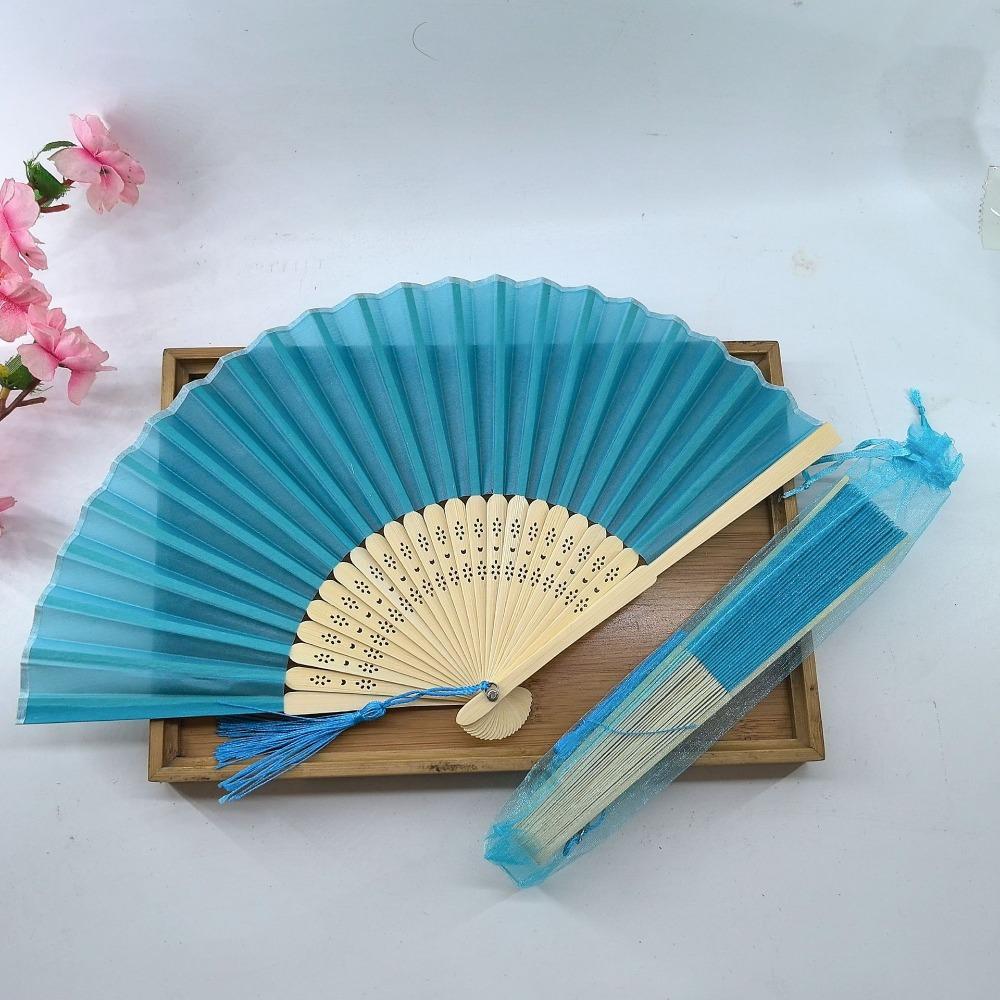 Wear Resist Folding Fan Cooling Tool Bamboo Hand Fan Fashionable Silk Hand Fan Festival Party