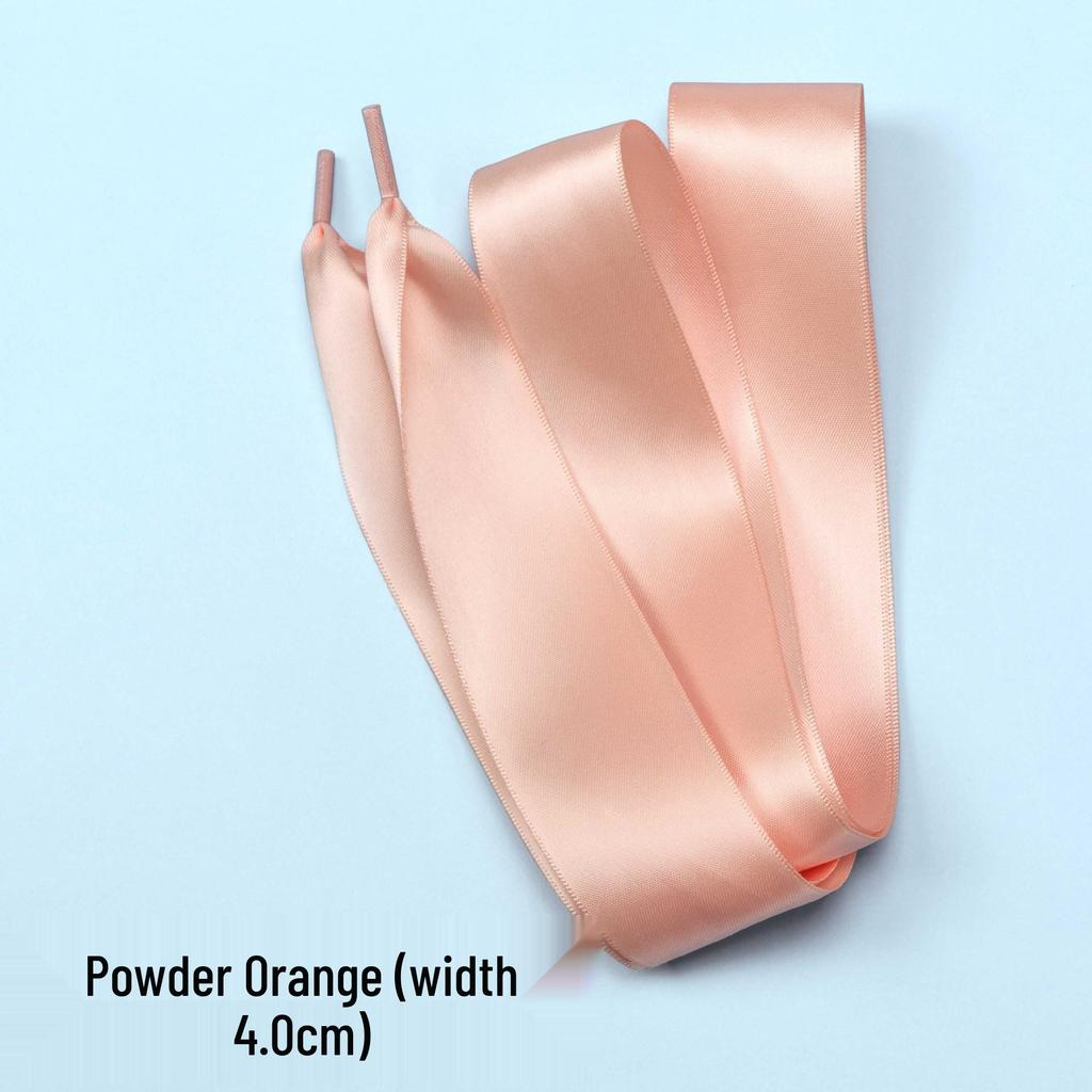 Silk Satin Ballet Bow Shoelaces, 4.0CM Double-Sided Bright White Ribbon Shoelaces