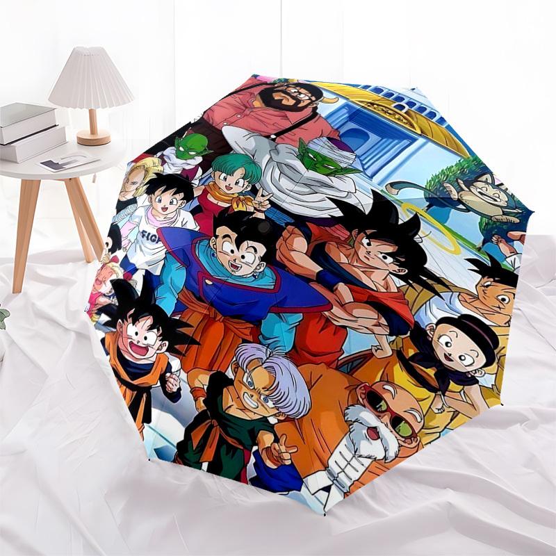 1pc Dragon Ball Z Characters Outdoor Umbrella - Piccolo, Goku, Vegeta - Automatic Opening/Closing - Portable 3-Fold Design - 8-Rib Iron Frame - Ideal