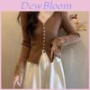 Private Lady Knit Cardigan With Lace Splicing And Princess Sleeves For Spring Wear