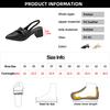 Fashion Pointed Toe Chunky Heel Sandals for Women Summer 2025 Double Buckle Strap Thick Heeled Pumps Woman Slingback Dress Shoes