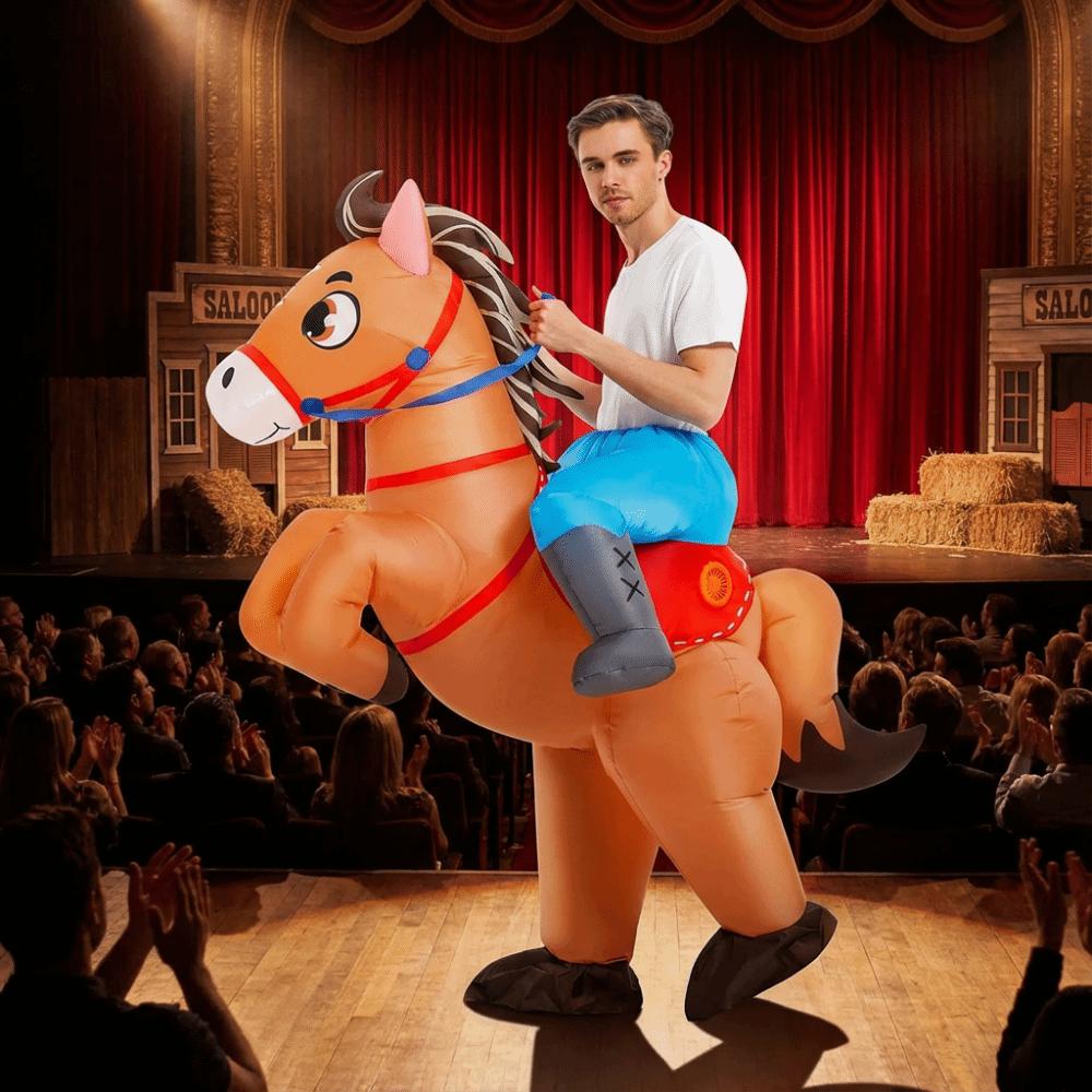 Wasserdichtes aufblasbares Pferdereitkostüm Kreatives Party-Cosplay-Outfit Halloween-Kostüm