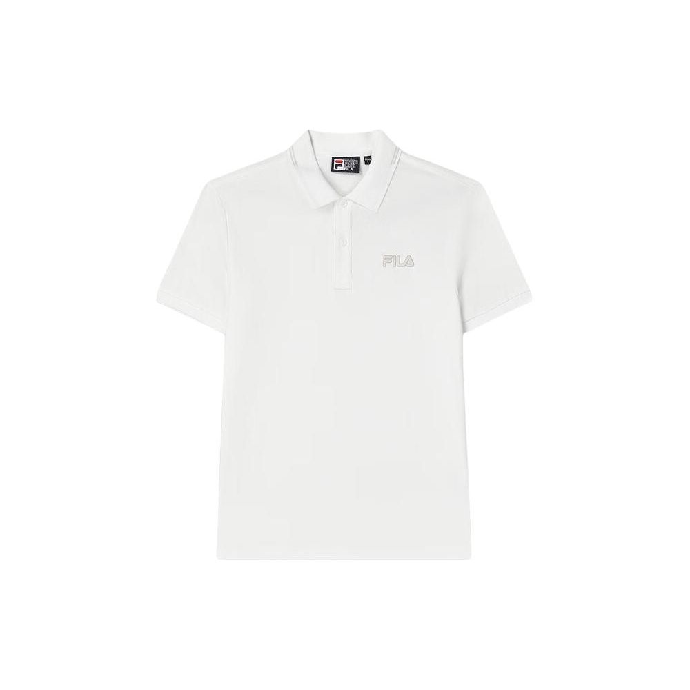 Fila Heritage Series Solid Color Casual Knit Short Sleeve Polo Shirt Men Polo Shirts Cloud-Mushroom-White F11M428109FWT
