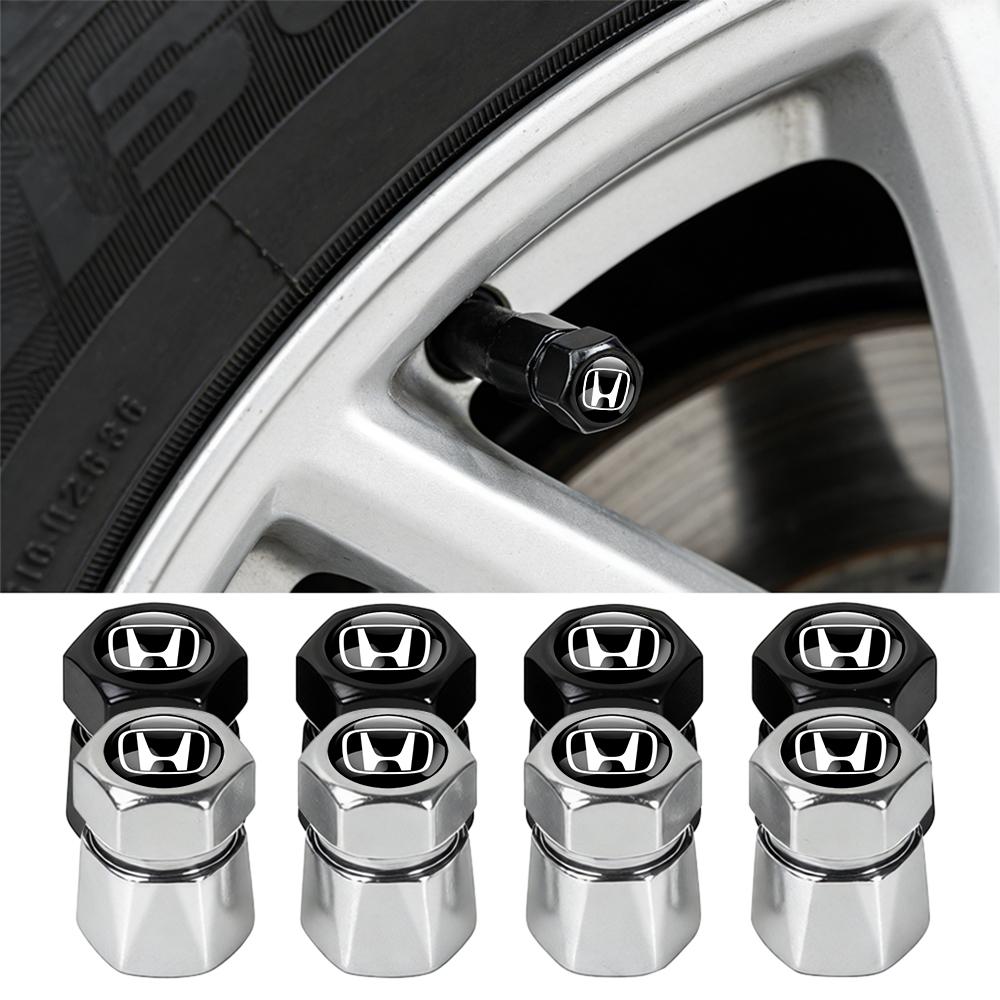 4Pcs Car Wheel Tire Valve Cap Tyre Stem Cover Bolt-In Accessories For Honda Mugen Civic Jazz City Fit Accord 7 Crv Type R S VTEC