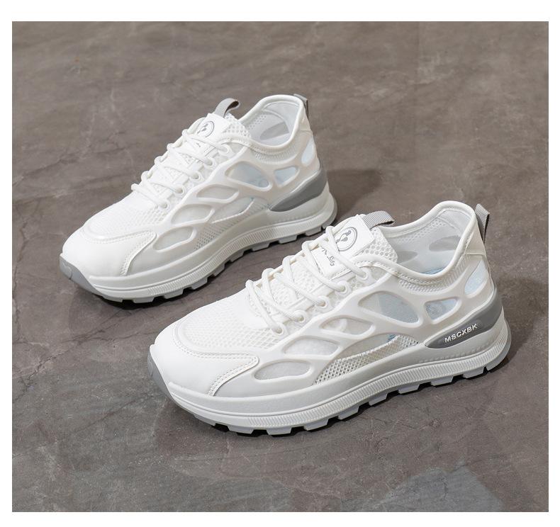 

Mesh Breathable Women Thick Sole Shoes Fashion Versatile Soft Sole Single Shoe Casual Lightweight Shock-absorbing Sneakers 35 серый