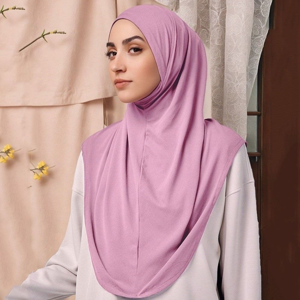 Atmungsaktiver Eid al-Fitr Langer Turban Verstellbarer Hijab Kopfwickel Elegantes Arabisches Damen Kopftuch Täglich