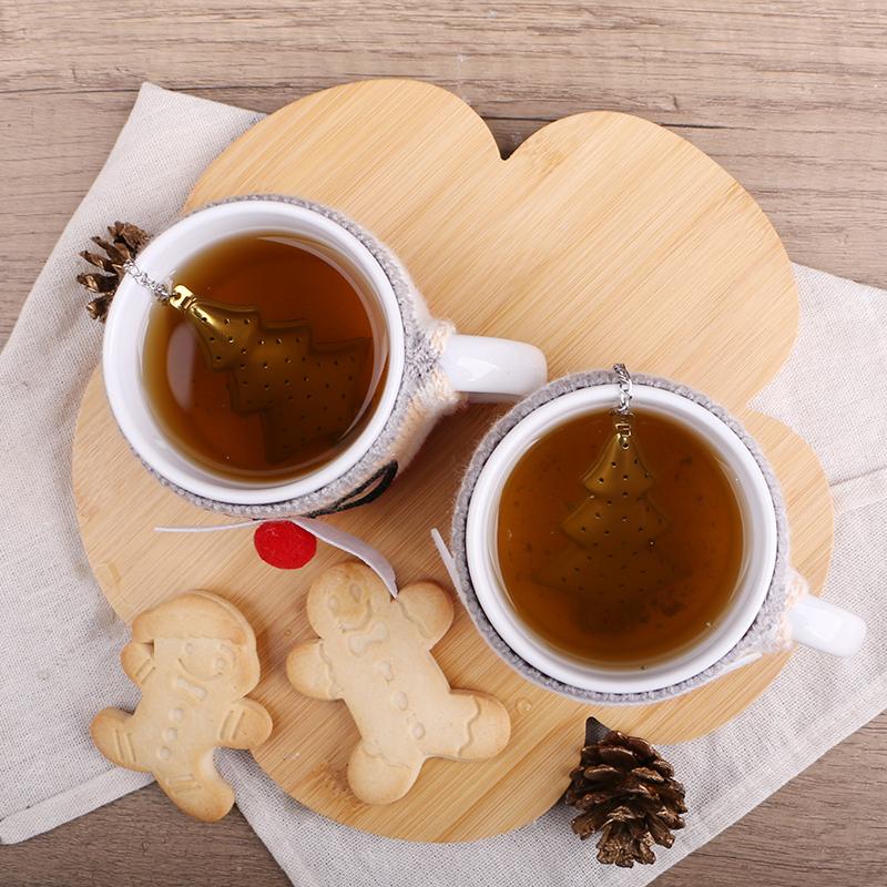 Warm 2 Pcs Coffee Mug Set with Santa Knit Cozy and Silver Tree Shaped Tea Infuser Ideal for Valentine Gifts Perfect for Holidays