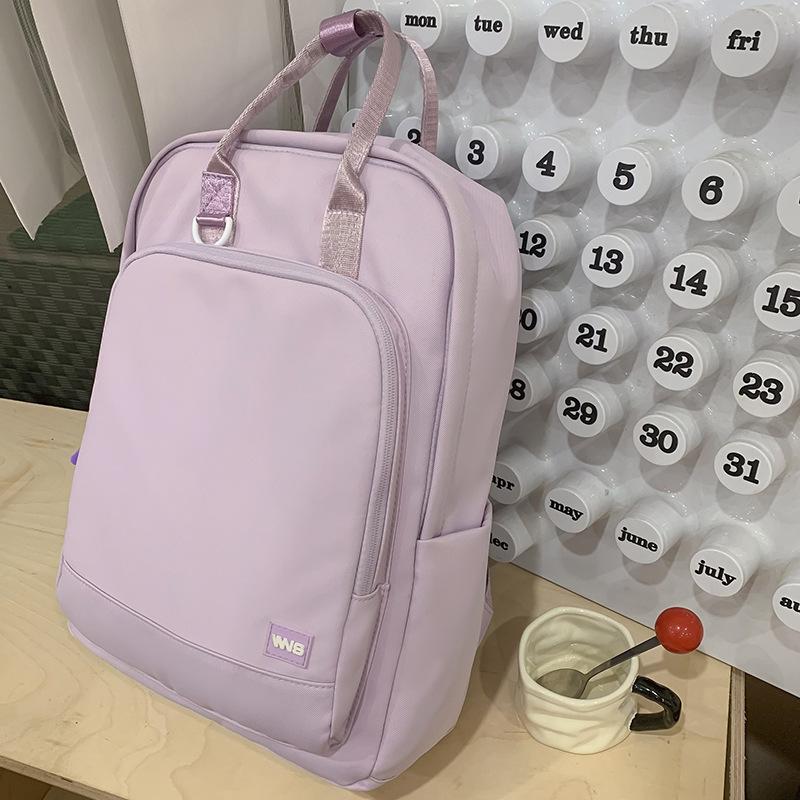 Handbag for primary school students, girls, junior high school students, new solid color backpack