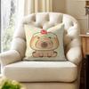 Cute Cartoon Capybara Cushion Cover Natural Linen Organic Fabric DoubleSided Printing Couch Pillow Covers Home Decor