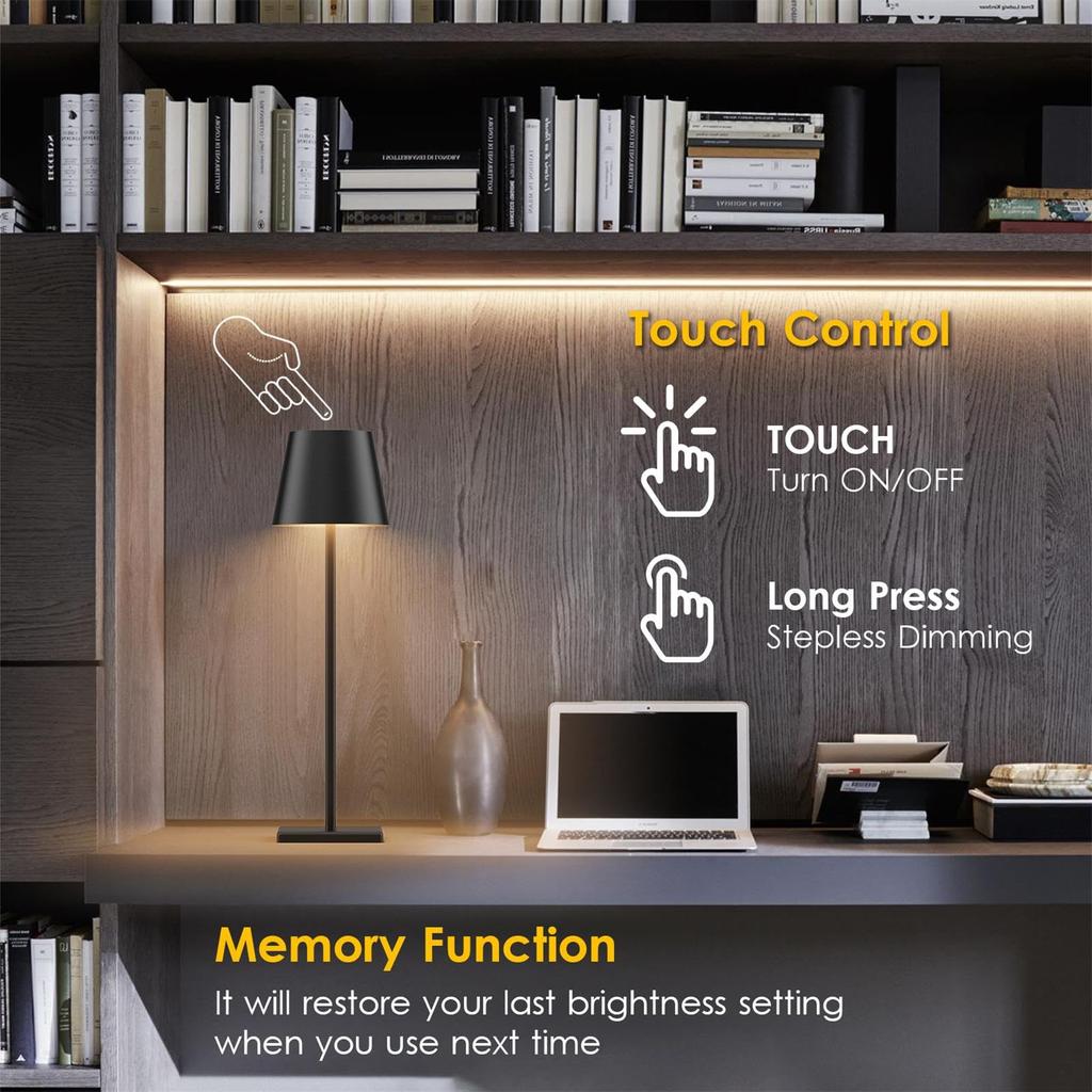 IRALAN USB Rechargeable LED Table Lamp Touch Switch Desk Lamp Bar Reading Night Lamp Bedside Table Lights Decoration for Bedroom