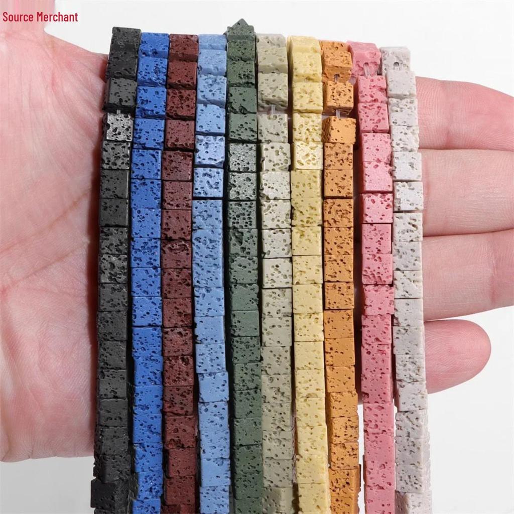 Multi-Color Volcanic Stone Beads for DIY Jewelry: Abacus, Cube, Cylinder, Heart Shapes