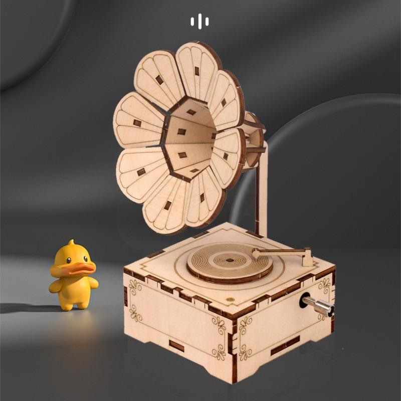 Puzzle Creativo 3D Tridimensionale Fonografo Carillon Modello di Puzzle in Legno Realizzato Scientificamente Giocattoli Educativi per Bambini