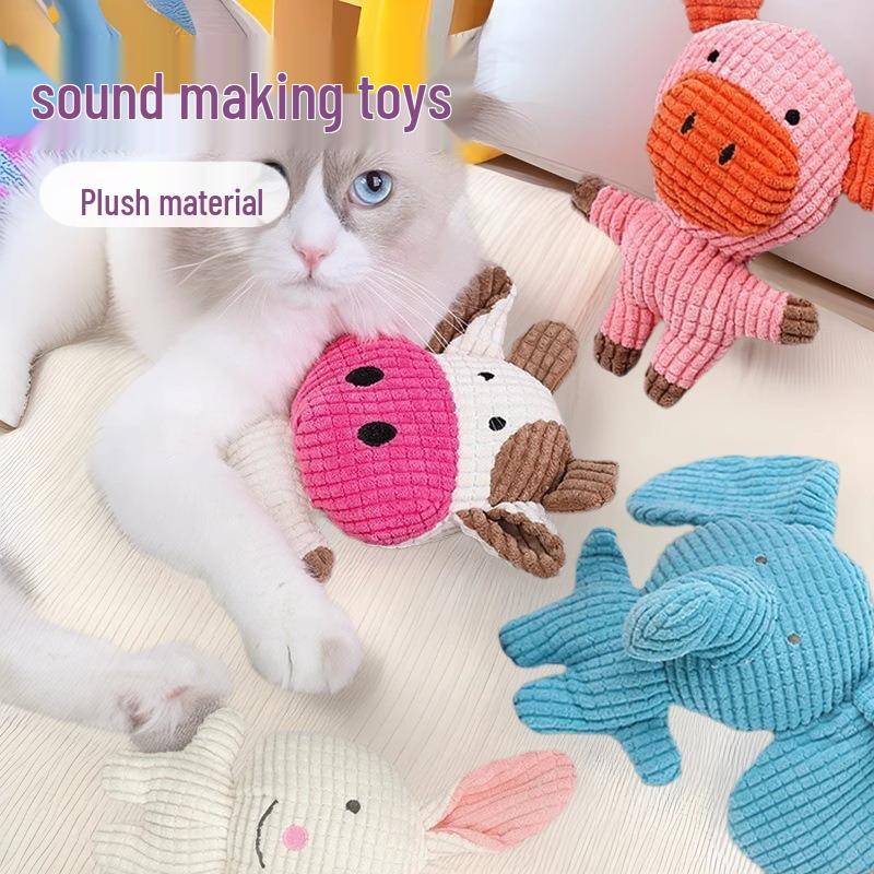 Bite-Resistant Teething Plush Dog Toy with Sound, Self-Play & Boredom Relief