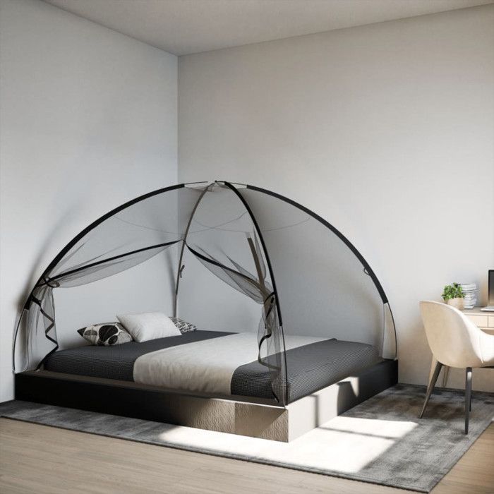Mongolian Mosquito Net with Doors 220 Mesh Black 200x180x135 Cm