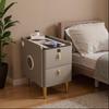Luxury Narrow Bedside Table with Wireless Charging and Multi-functional Storage