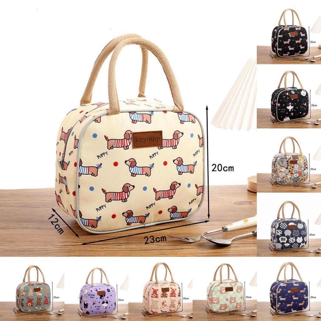 Canvas Lunch Bag Handheld Tote For Office Workers And Students With Zipper Closure