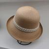 Designer Elegant Pearl Rims Fisherman Hat Fashion Socialite Retro Straw Hat Summer Sun Block Fisherman Hat