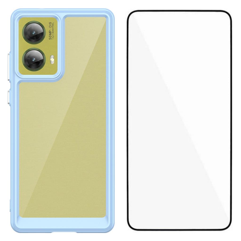 For Motorola S50 Neo 5G/Motorola Moto G85 5G Phone Case WANLONFENG XC Series TPU Acrylic Cover with Tempered Glass (Big Lens Hole)