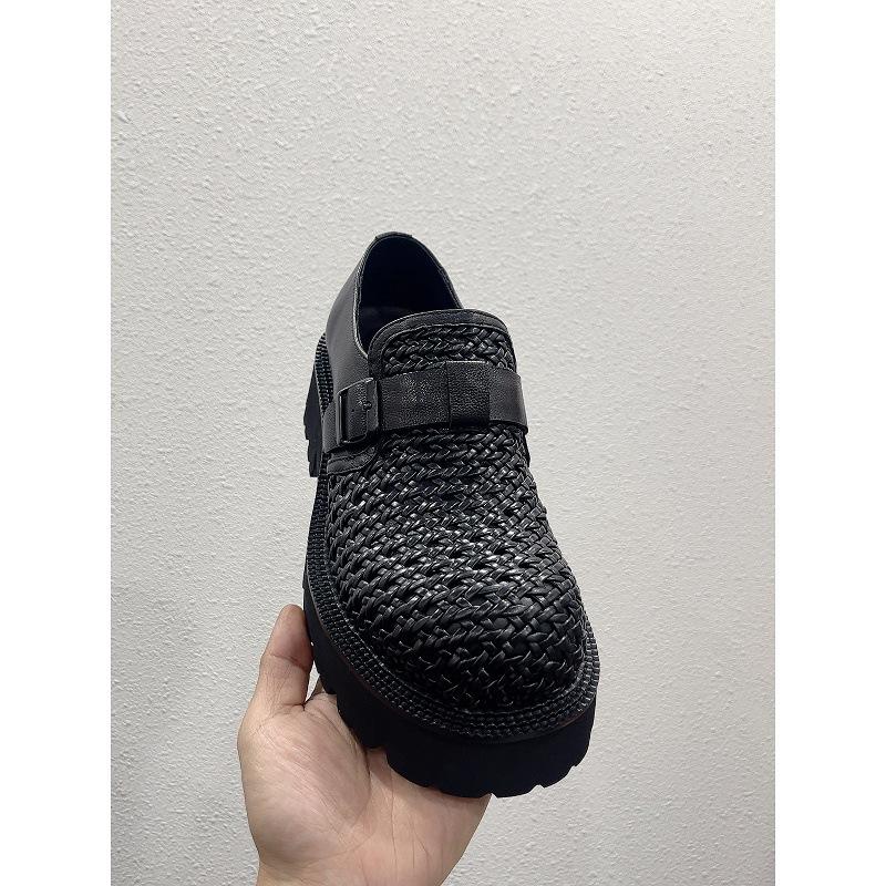 Men's 2025 Summer Big Head Business Hand-woven Leather Casual Leather Shoes High-end Atmospheric Thick-soled Derby Shoes