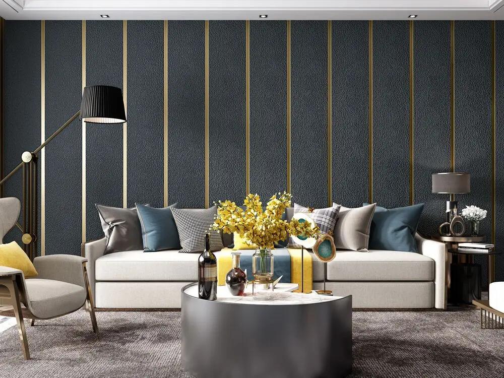 

Бархатные обои из оленьей кожи в горизонтальную полоску для гостиной, спальни, полосатая пленка для стены под ТВ, 3D рельефные утолщенные обои 0.53mx2m