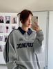 American Retro Color Block Polo Sweatshirt - Casual Loose Fit