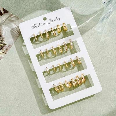 24pcs/Set Fashion Rhinestone Small Hoop Earrings Minimalist Everyday Earrings For Women Date Holiday Jewelry Anniversary Gifts