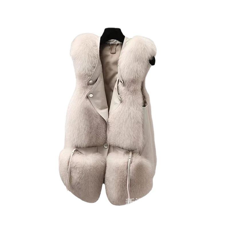 Autumn and winter new imitation fox fur vest women's fashion casual vest fur vest