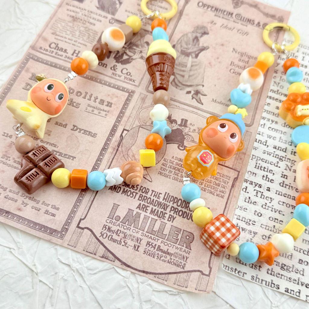 Star Surprise Doll Phone Charm Cute Beaded Keychain DIY Backpack Pendant Ornament
