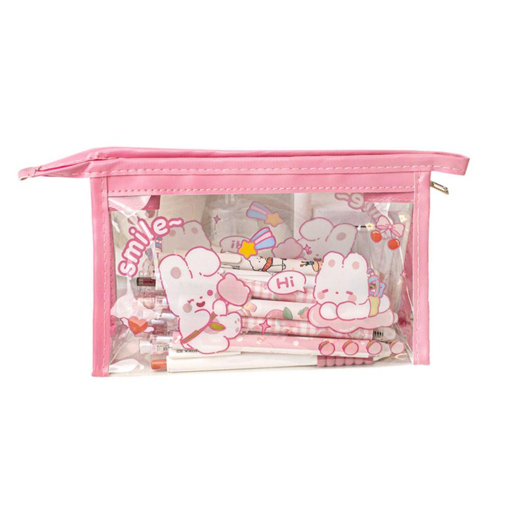 Triangle Pen Bag PVC Stationery Storage Pouch Portable Stationery Organizer  Student Gift